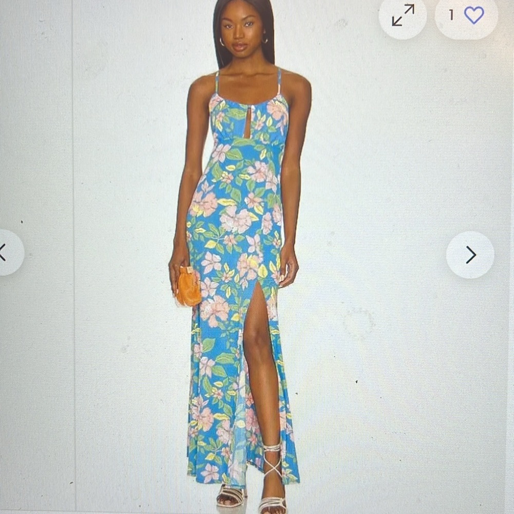Maaji Zandra Star Flower maxi dress split hem, New, L.